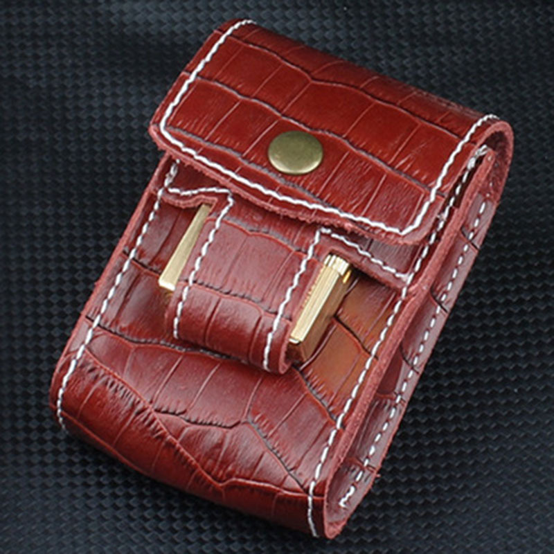 Cigarette Wallet Pouch Purse Genuine Leather Cigarette Box Case with Pouch Lighter Holder