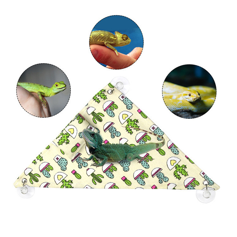 Lizard Reptile Hammock Gecko Hanging Bed Small Pet Habitat Shelter Triangular Canvas Bearded Dragon Hammock