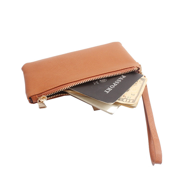 Solid Simple Men Women Wallets PU Leather Zipper Clutch Bag Coin Purse Phone Key Holder Wristlet Portable Handbag