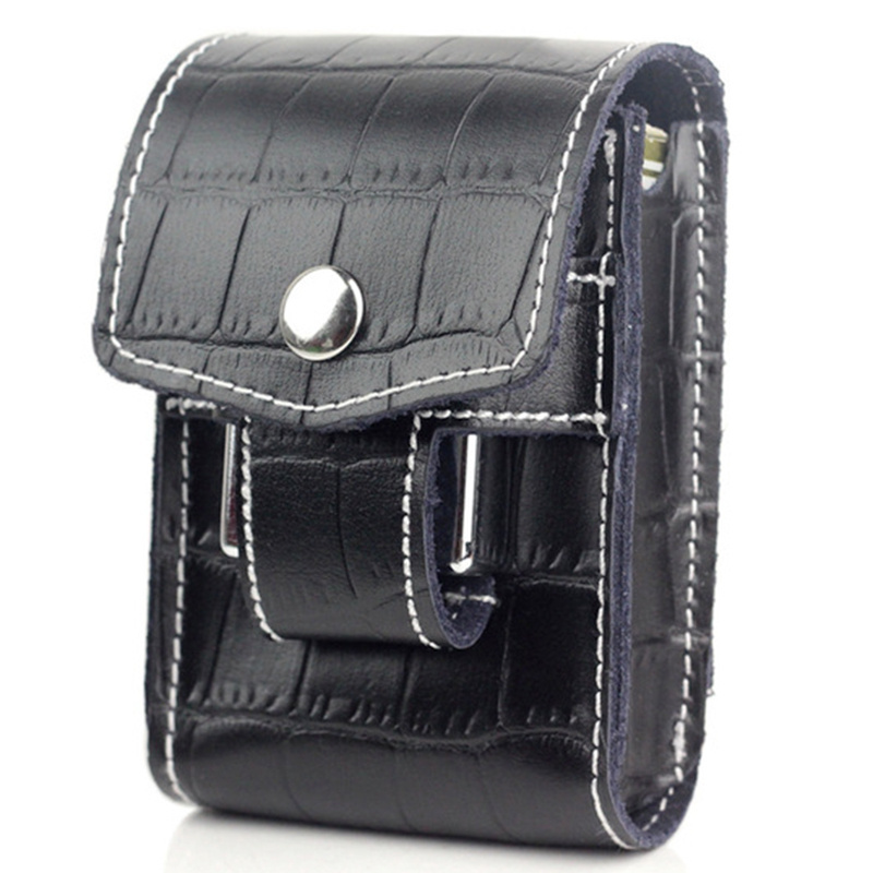 Cigarette Wallet Pouch Purse Genuine Leather Cigarette Box Case with Pouch Lighter Holder