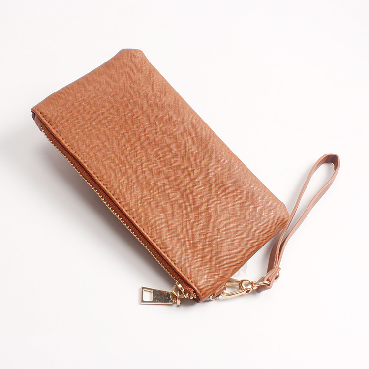 Solid Simple Men Women Wallets PU Leather Zipper Clutch Bag Coin Purse Phone Key Holder Wristlet Portable Handbag