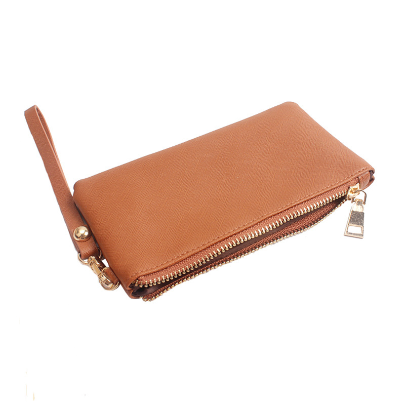 Solid Simple Men Women Wallets PU Leather Zipper Clutch Bag Coin Purse Phone Key Holder Wristlet Portable Handbag