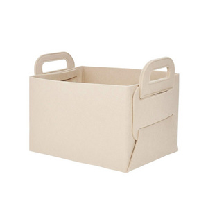 Felt Storage Basket for Shelves Collapsible Toy Bin with Two Carry Handles Rectangular Closet Organizer Bag