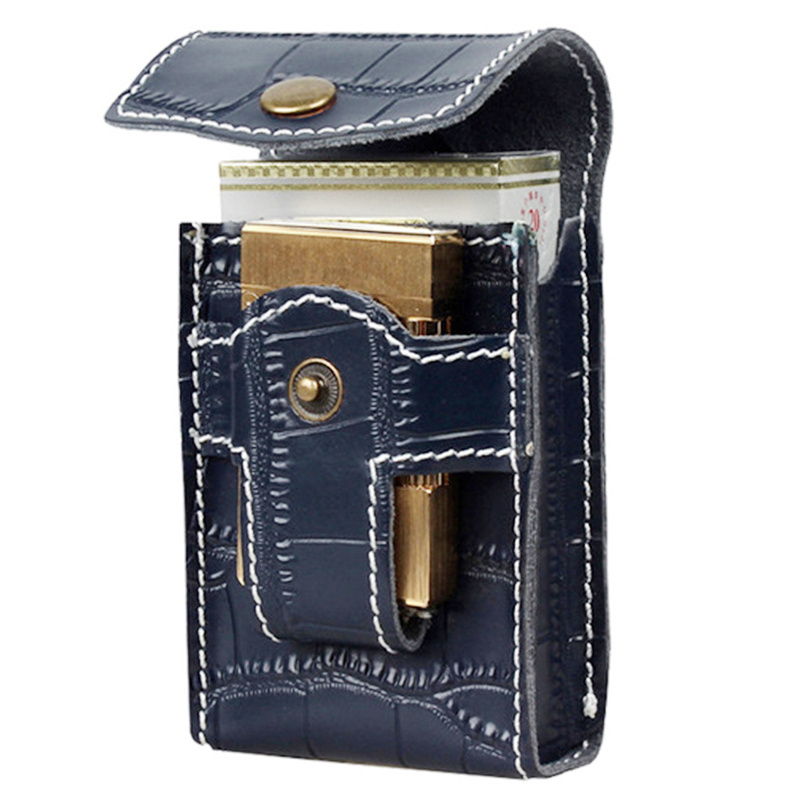 Cigarette Wallet Pouch Purse Genuine Leather Cigarette Box Case with Pouch Lighter Holder