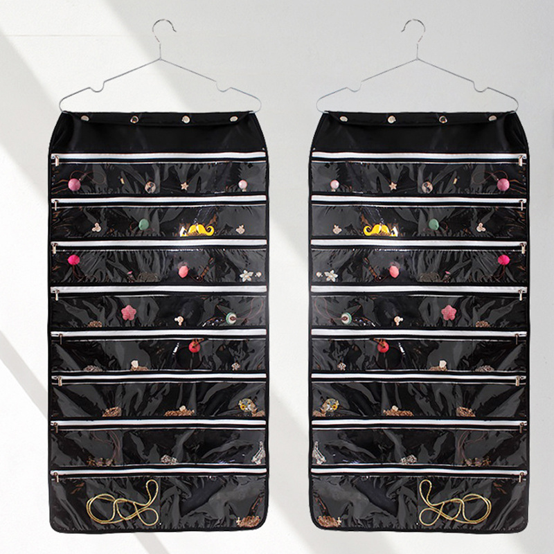 Double-Sided Jewelry Holder for Earrings Necklaces Rings with Hanger Hanging Jewelry Organizer