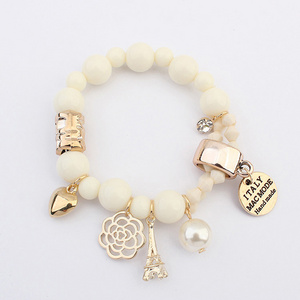 Yiwu make bracelet beads import jewelry from china white beaded pearl stone charm bracelets PB1895