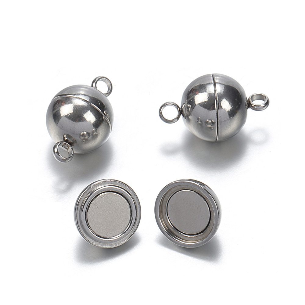 Stainless Steel Jewelry Netic Clasps Round Mag Ball End Clasps for Jewelry Bracelet Necklace Making