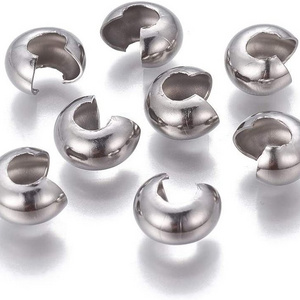 Stainless Steel Crimp Bead Covers Half Round Crimp Cover Clamp Tips Knot Cover Findings for  Stopper Bead Jewelry Making