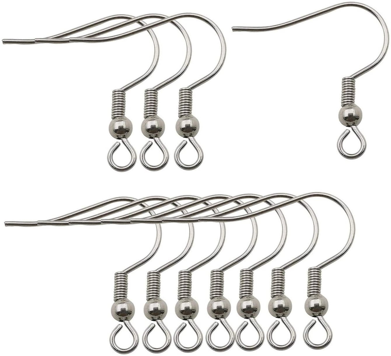 Stainless Steel Earring Hooks Jewelry Findings Common Ear Wire with Spring Bead For Jewellery Making DIY Hook Ear Coil U Pick