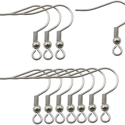 Stainless Steel Earring Hooks Jewelry Findings Common Ear Wire with Spring Bead For Jewellery Making DIY Hook Ear Coil U Pick