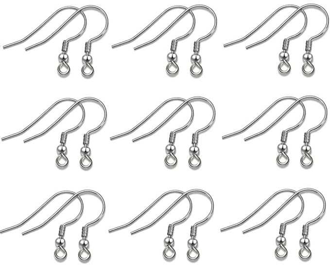 Stainless Steel Earring Hooks Jewelry Findings Common Ear Wire with Spring Bead For Jewellery Making DIY Hook Ear Coil U Pick