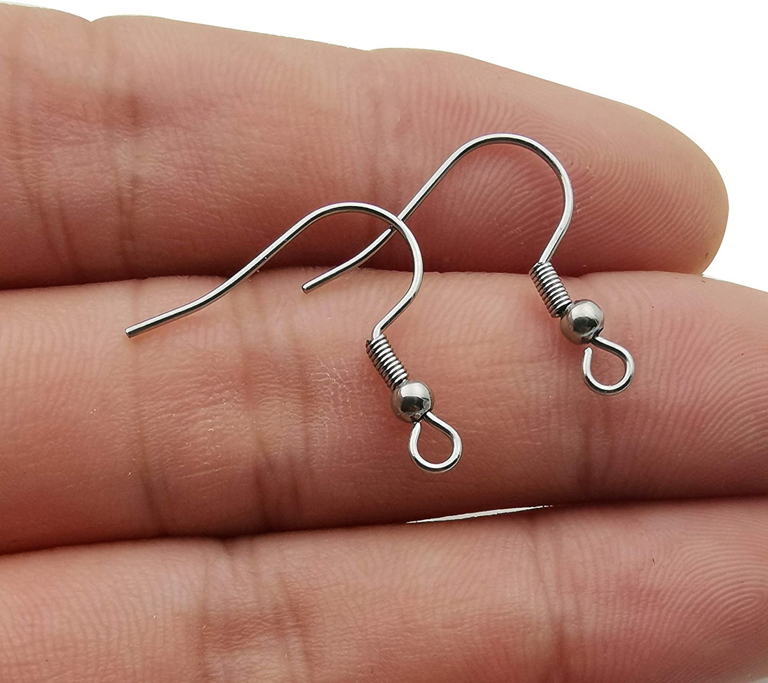 Stainless Steel Earring Hooks Jewelry Findings Common Ear Wire with Spring Bead For Jewellery Making DIY Hook Ear Coil U Pick