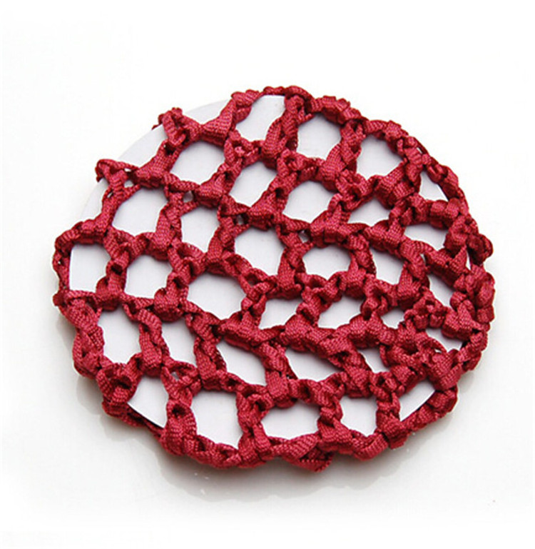 Wholesale Colorful Elastic Ballet Bun Crochet Handmade Hairnet Polyester Hair Snood Net