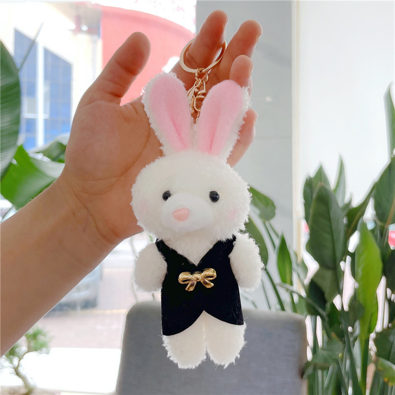 YIWU ALLO CPC mini plush toy Key Ring Pendant love shape rabbit dog key chain stuffed animals toys teddy bear plush keychain