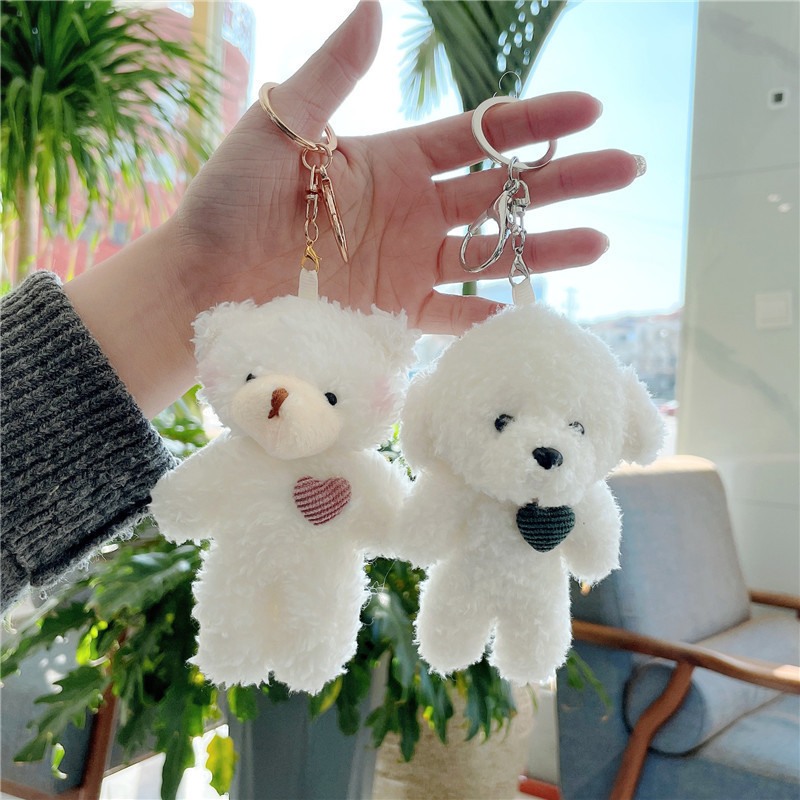 YIWU ALLO CPC mini plush toy Key Ring Pendant love shape rabbit dog key chain stuffed animals toys teddy bear plush keychain