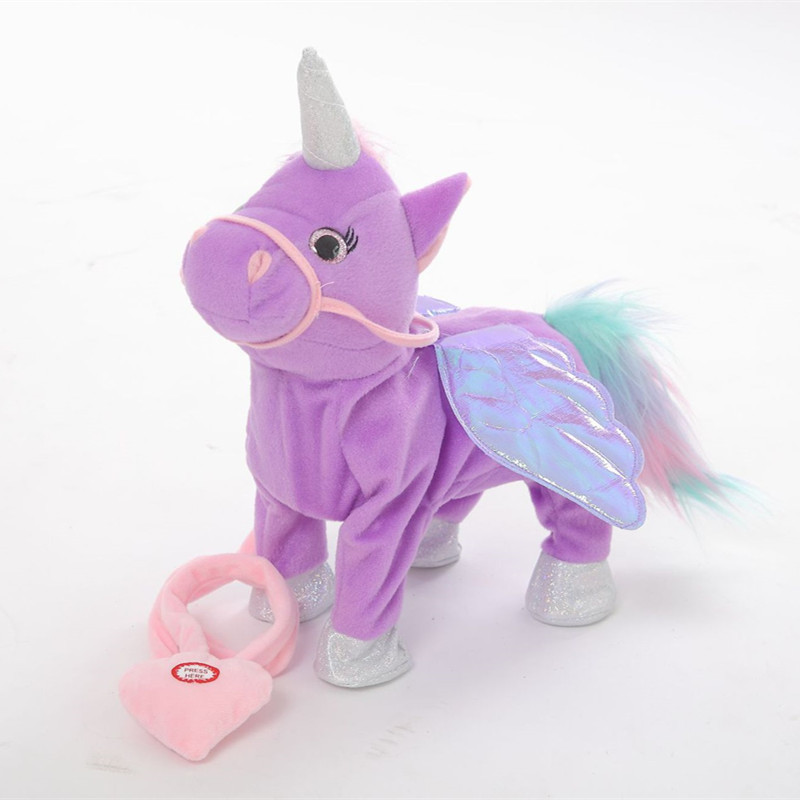 Allogogo CPC Electric Walking Unicorn Plush Talking Toy Unicorn Singing Music Stuffed Toy Children Kids Gift electric unicorn