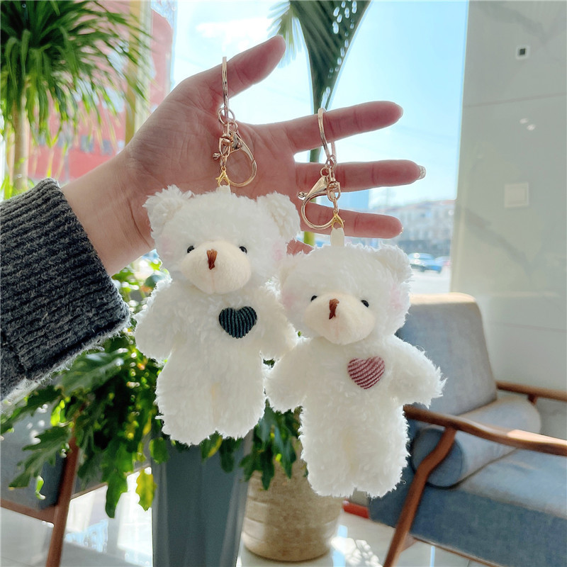 YIWU ALLO CPC mini plush toy Key Ring Pendant love shape rabbit dog key chain stuffed animals toys teddy bear plush keychain