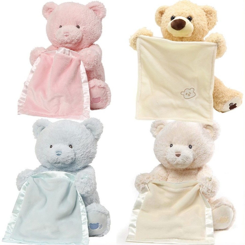 Allogogo Peekaboo Bears Hot Sale Kawaii Electric Hide and Seek Talking Music Stuffed Teddy Bear Plush for Baby