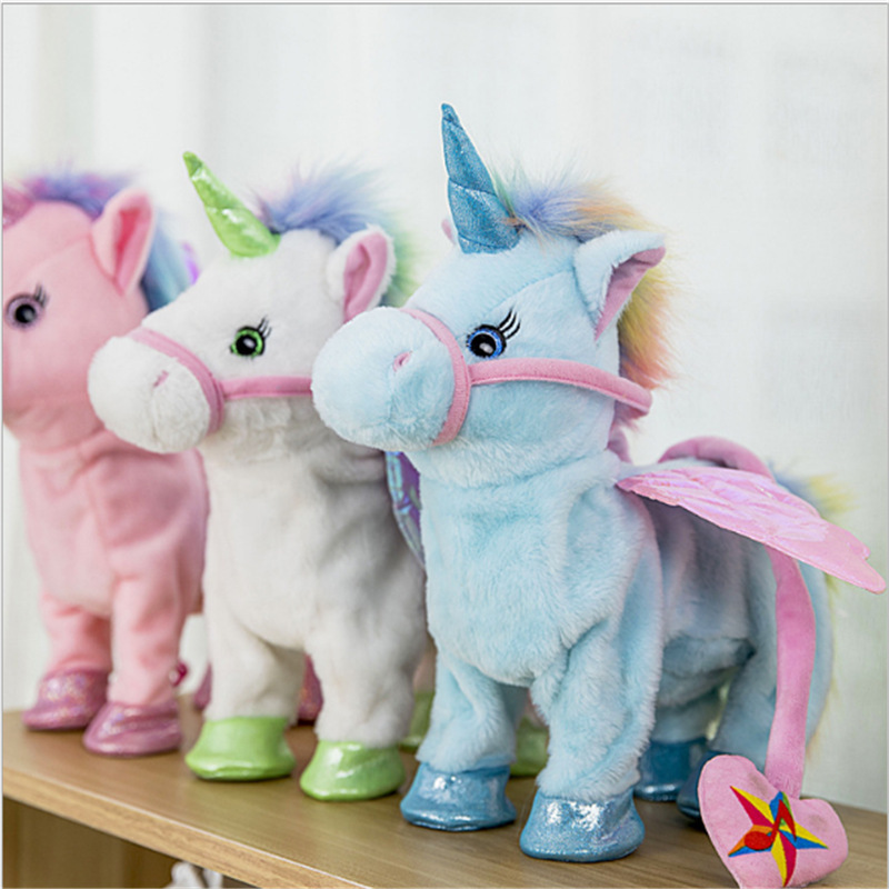 Allogogo CPC Electric Walking Unicorn Plush Talking Toy Unicorn Singing Music Stuffed Toy Children Kids Gift electric unicorn