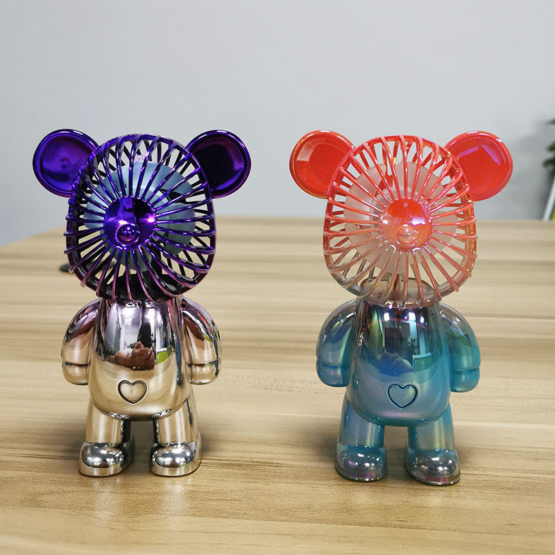 Allogogo Mini Usb Desktop Fan Cartoon Bear Design Electric Portable Mini Handheld Fan Gradient Color Air Cooling Fan