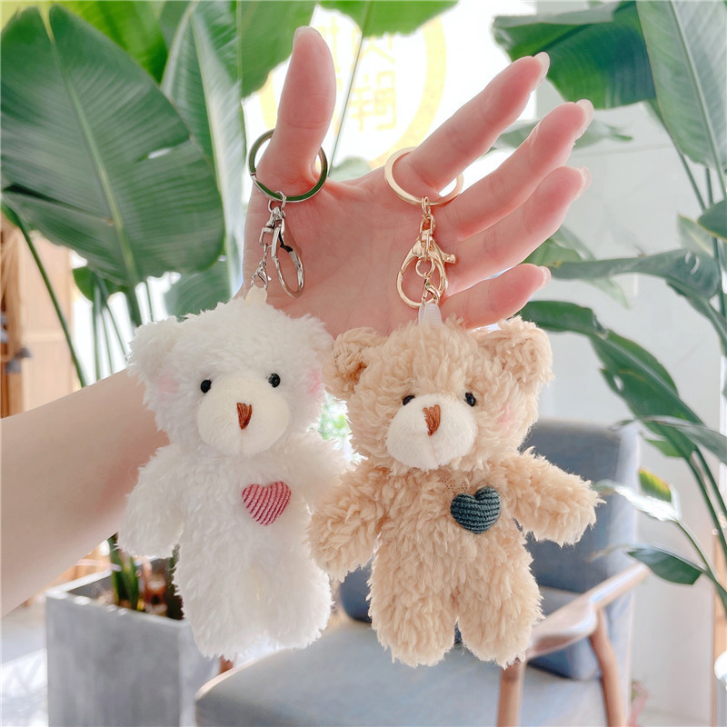 YIWU ALLO CPC mini plush toy Key Ring Pendant love shape rabbit dog key chain stuffed animals toys teddy bear plush keychain