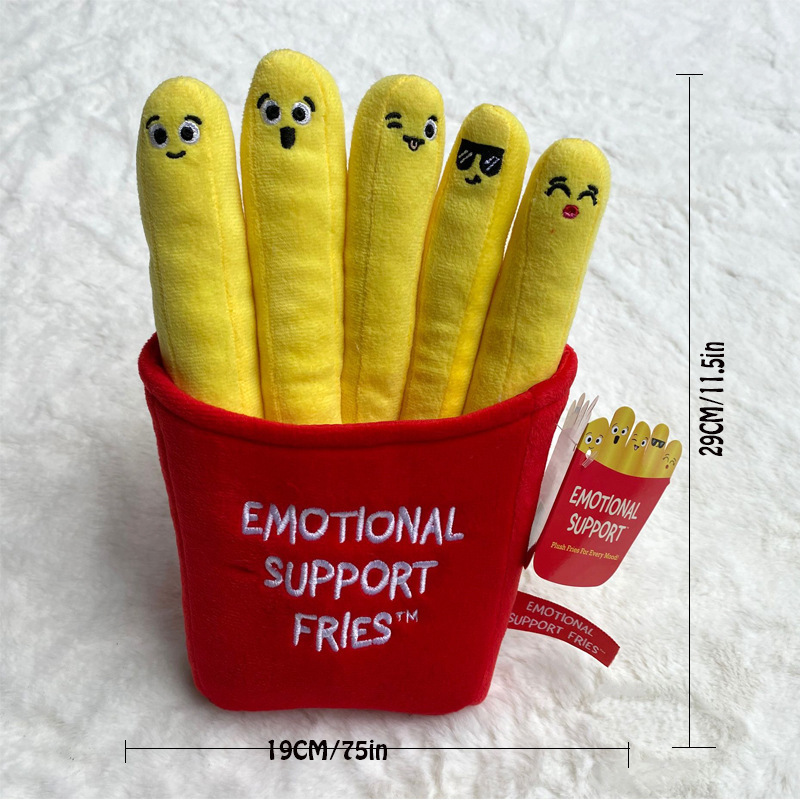 Allo Custom Creative Cartoon Simulation Fries Food Stuffed Plush Dolls Sofa Pillow Cushion French Fries Soft Chips Plush Toy