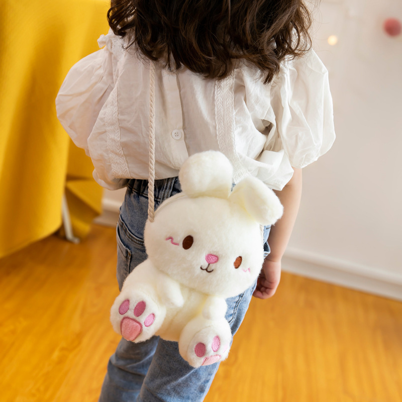 Allogogo CPC Kids School Bags Soft Toys Plush Backpack Bunny Shoulder Crossbody Bag Rabbit Plush Doll Bunny Plush Backpack