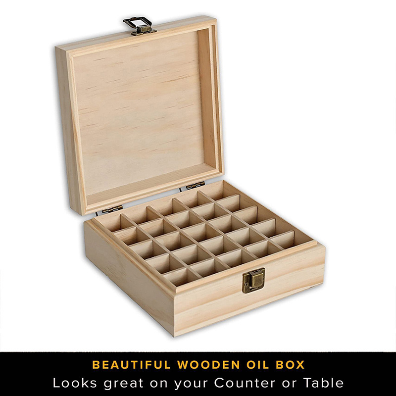 Custom Wooden Organizer Holds 25 Bottles (5/10/15ml Size) Pine Wood Box for Plant Therapy Essential Oil Storage Display