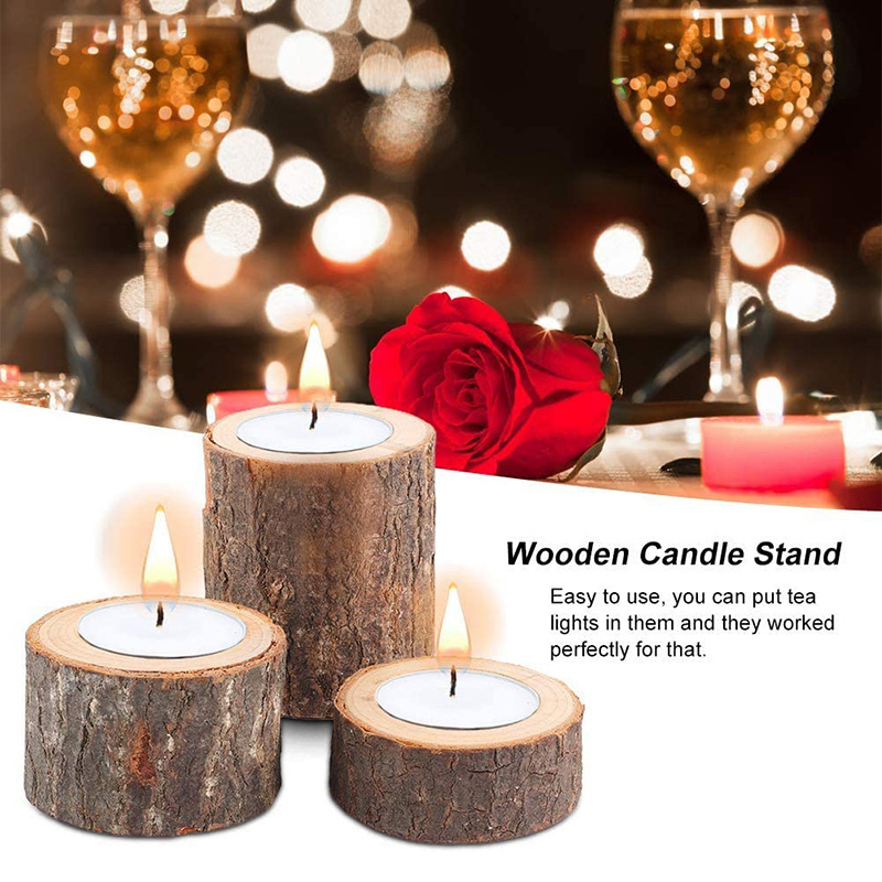 Wood Candlestick Votive Tealight Stand Wooden Tree Root Tea Light Candle Holder for Wedding Valentine Birthday Party Home Decor