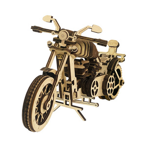 family game children educational toys creative gifts mechanical motorcycle model wooden 3D puzzle for kids