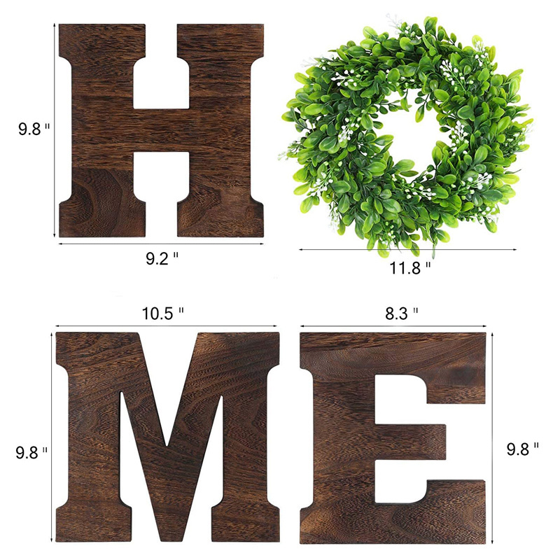 9.8'' Home Letters Wooden Wall Sign with Wreath for Living Room Entry Way Kitchen Decor Clearance-Wall Hanging Plaque Ornaments