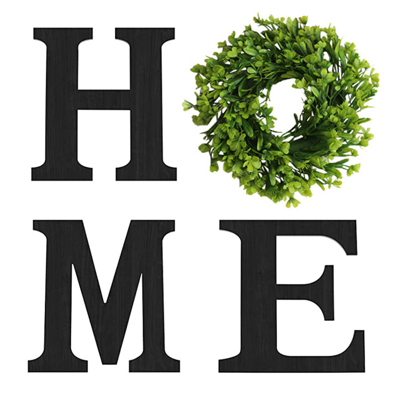 9.8'' Home Letters Wooden Wall Sign with Wreath for Living Room Entry Way Kitchen Decor Clearance-Wall Hanging Plaque Ornaments