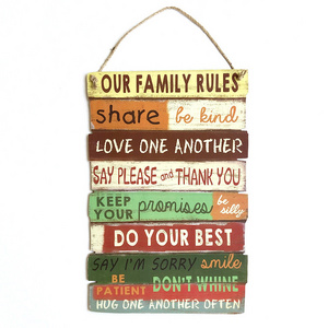 Large Family Rule Sign EU US Farmhouse Home Wall Decor Rustic Hanging Plaque Board Vintage Word Listing Panel Wood Crafts