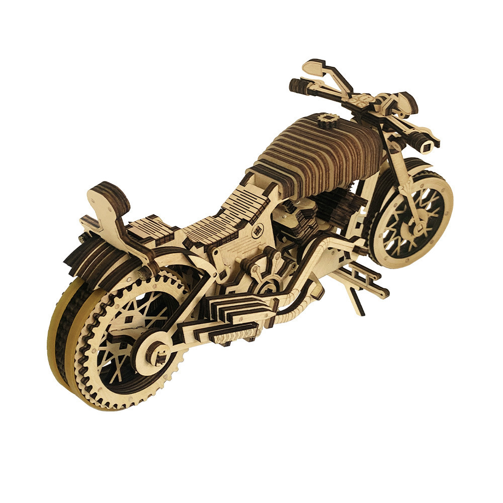 family game children educational toys creative gifts mechanical motorcycle model wooden 3D puzzle for kids