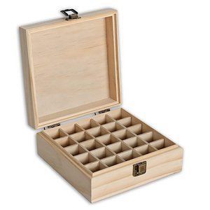 Custom Wooden Organizer Holds 25 Bottles (5/10/15ml Size) Pine Wood Box for Plant Therapy Essential Oil Storage Display