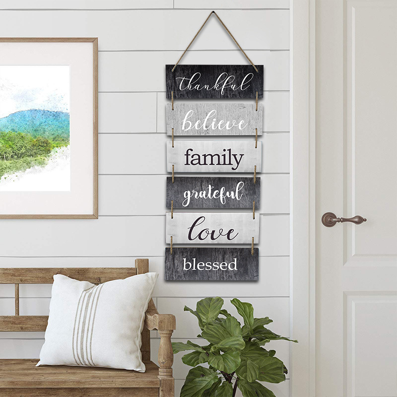 Amazon Customized Large Wall Hanging Sign Rustic Farmhouse Decor Family Love Laugh Live Happiness Long Wooden Letter Sign