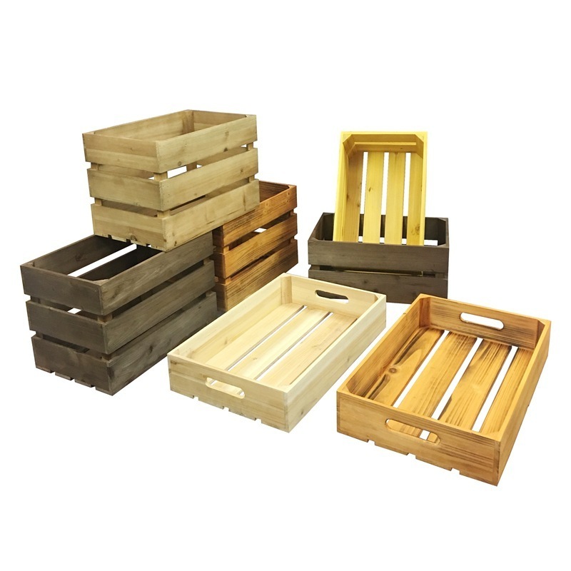 wholesale Creative Decorative Large Plain Wooden Storage Crate Box Unpainted Unfinished Wood Perfect for Storing