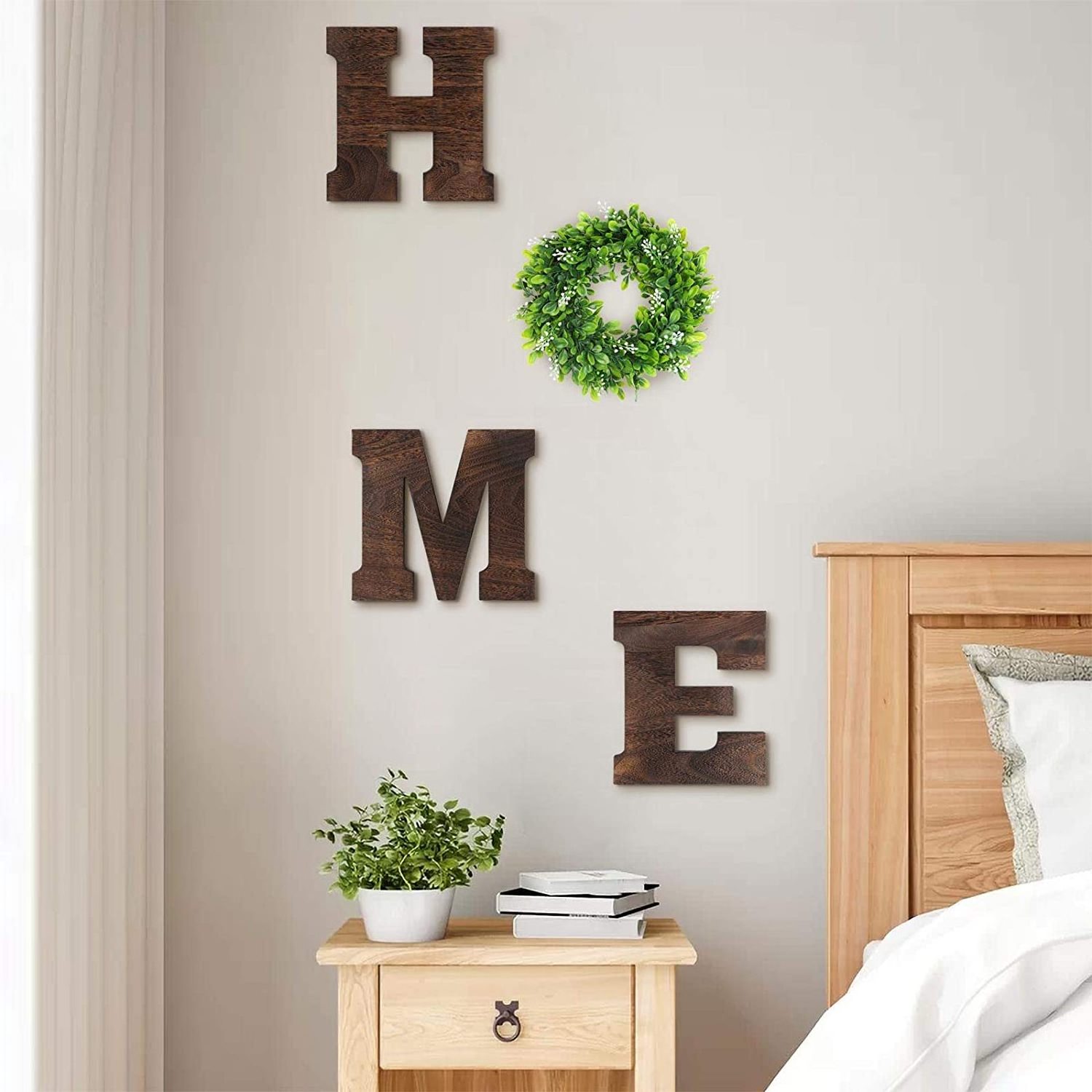 9.8'' Home Letters Wooden Wall Sign with Wreath for Living Room Entry Way Kitchen Decor Clearance-Wall Hanging Plaque Ornaments