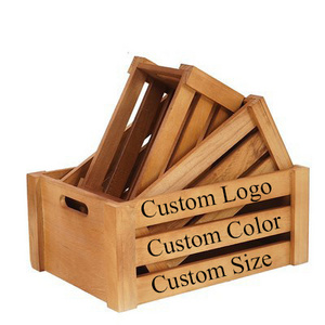 Custom Wood Gift Box Wooden Crate for Packing Storage Organizer Container Chateau Farmhouse Vintage Decorations