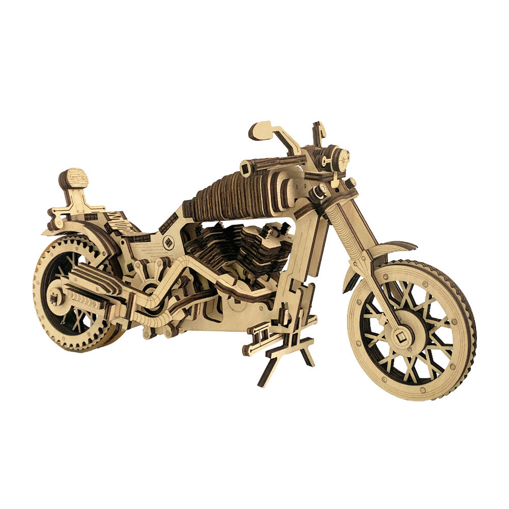 family game children educational toys creative gifts mechanical motorcycle model wooden 3D puzzle for kids