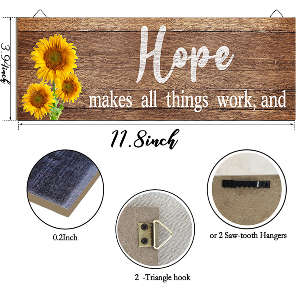 Family Love Hope Home Signs Bless Prayer Inspirational Signboard UV print Sunflower MDF Wooden Hanging Wall Decor