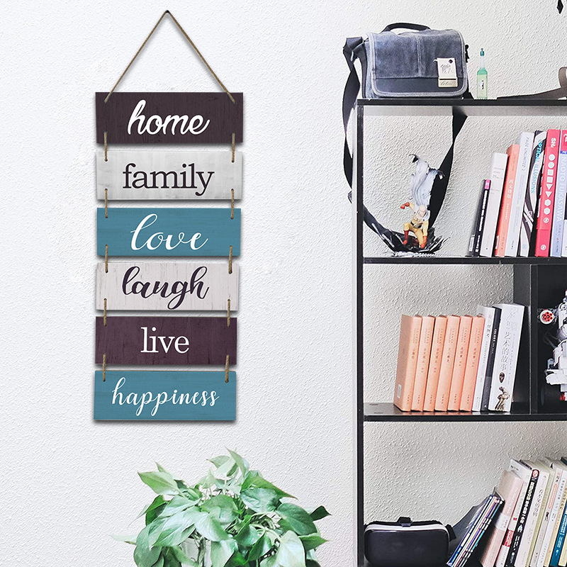 Amazon Customized Large Wall Hanging Sign Rustic Farmhouse Decor Family Love Laugh Live Happiness Long Wooden Letter Sign