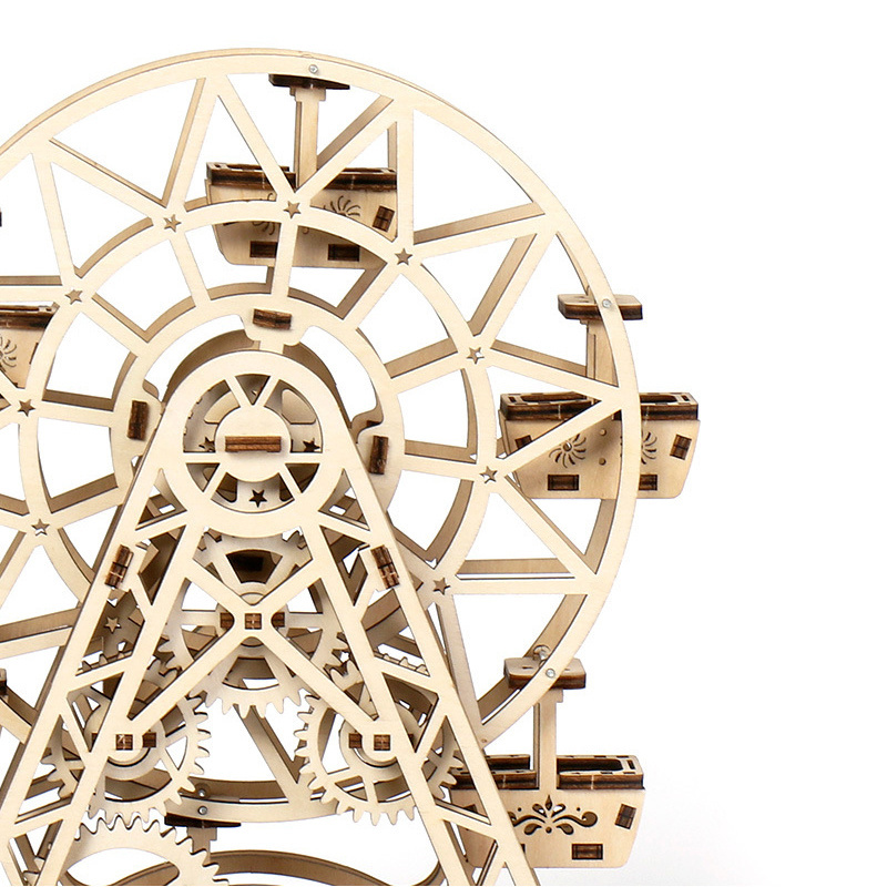 Adults DIY Assembly Wood Crafts Ornaments Children Educational Toys Kids Jigsaw Game Wooden Ferris Wheel Model Kit 3D Puzzle