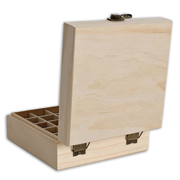 Custom Wooden Organizer Holds 25 Bottles (5/10/15ml Size) Pine Wood Box for Plant Therapy Essential Oil Storage Display