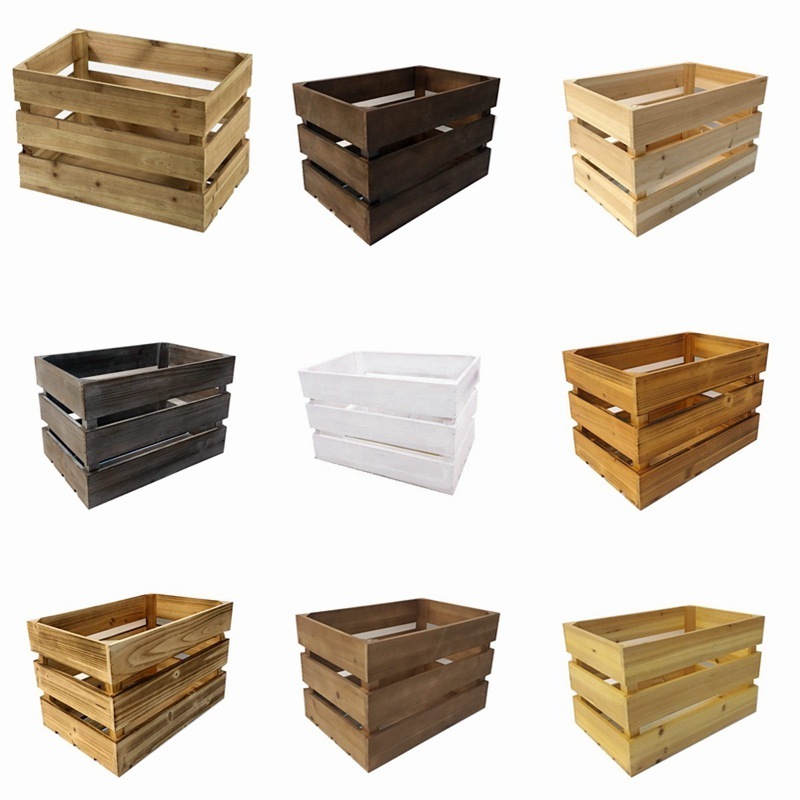 wholesale Creative Decorative Large Plain Wooden Storage Crate Box Unpainted Unfinished Wood Perfect for Storing