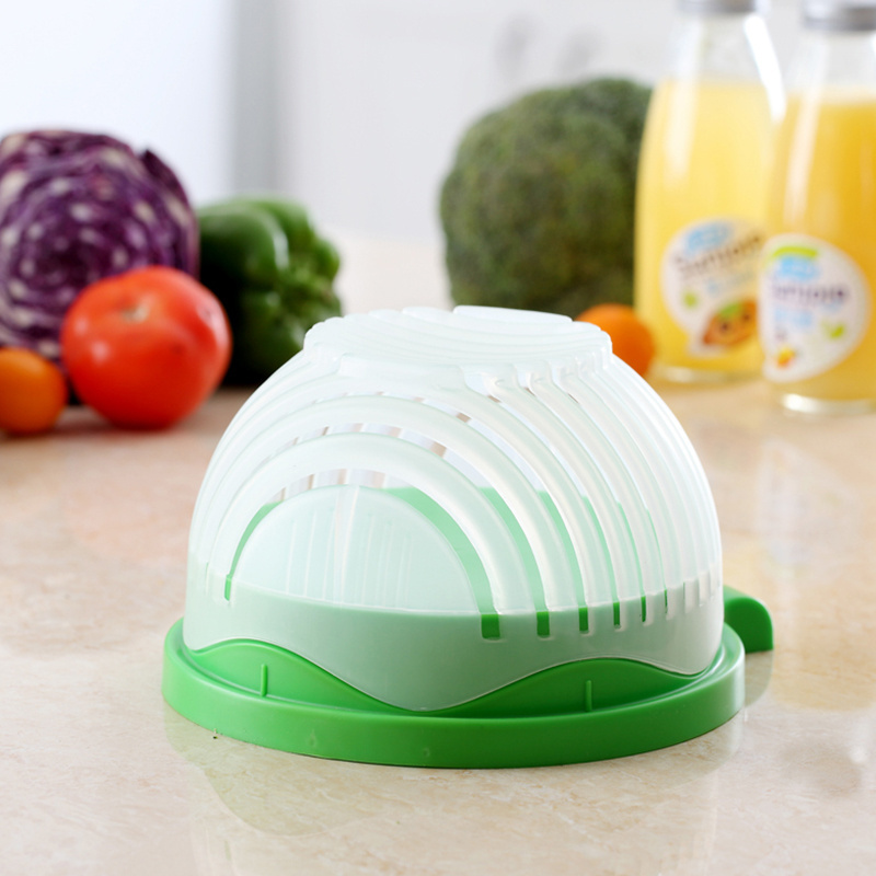 Covered fruit vegetable salad cutting bowl hollowed out bowl cutting machine drain salad bowl