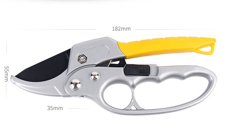 Garden Manual Hand Bypass Pruning Shearing Scissors 18mm Ratchet Pruner Shears