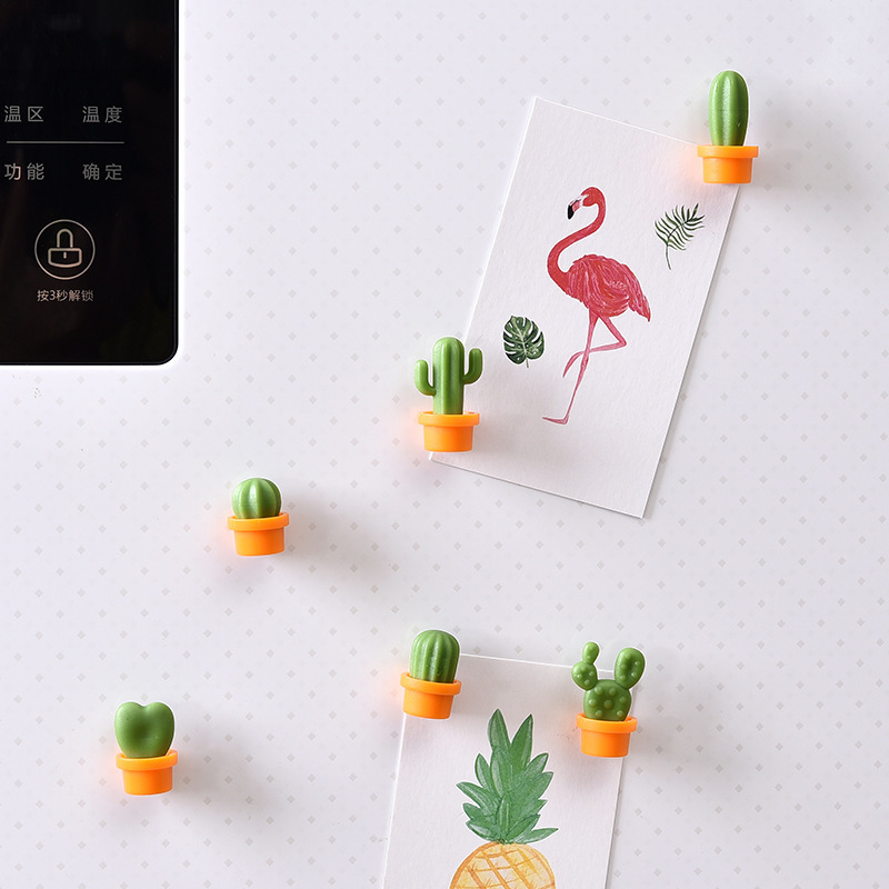 Mini Stereo Cactus Refrigerator sticker 6 Pack Creative cute cartoon decorative fridge magnet refrigerator