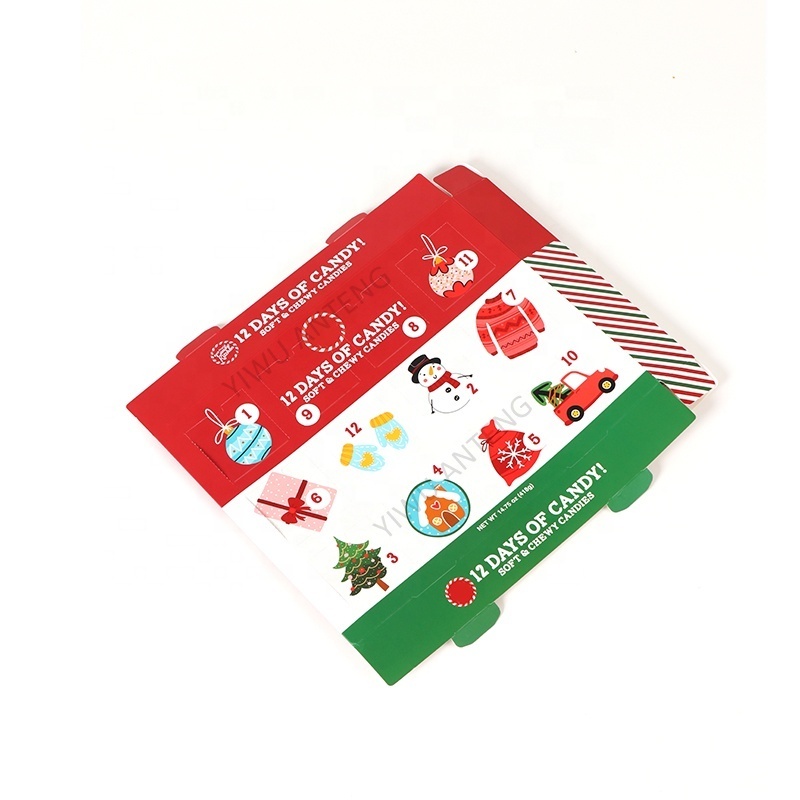 Custom Christmas Design 12 days of Candy Packaging advent calendar cardboard Folding boxes