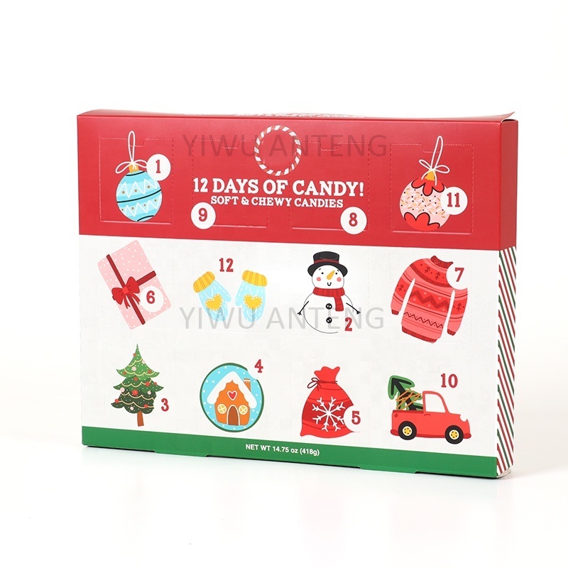 Custom Christmas Design 12 days of Candy Packaging advent calendar cardboard Folding boxes